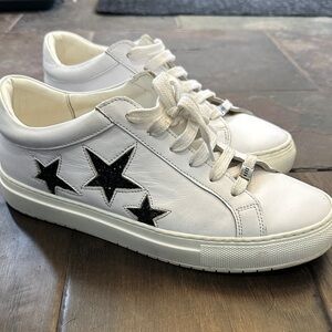 Women's NUBIKK White Genuine Leather Sneakers with Black Star Accents